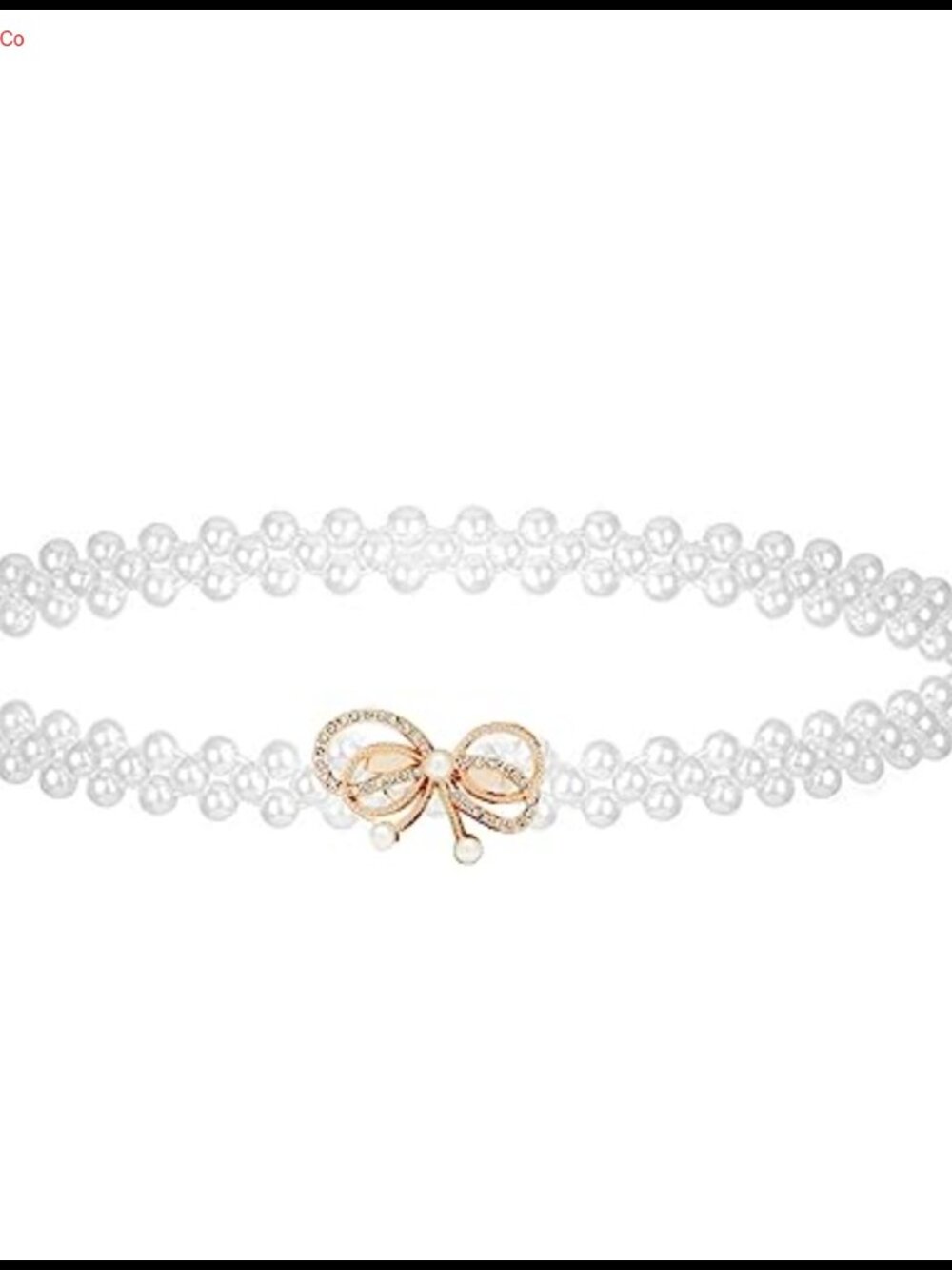 Rhinestone Pearl Elastic Waist Chain Belt Bow Formal Decorative Women